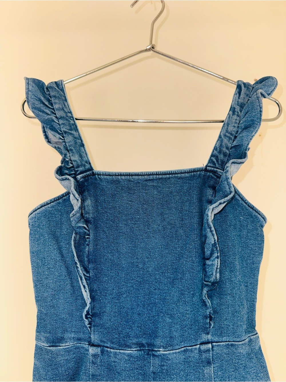 BDG Urban Outfitters Emmey Ruffle Denim Jumpsuit - Picture 3 of 8